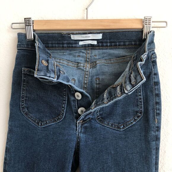 Tularosa Nora Skinny Jeans Size 24 High Rise Patch Pockets Stretch Button Front - Picture 8 of 10